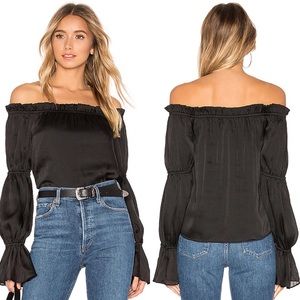 Superdown tina off shoulder blouse black